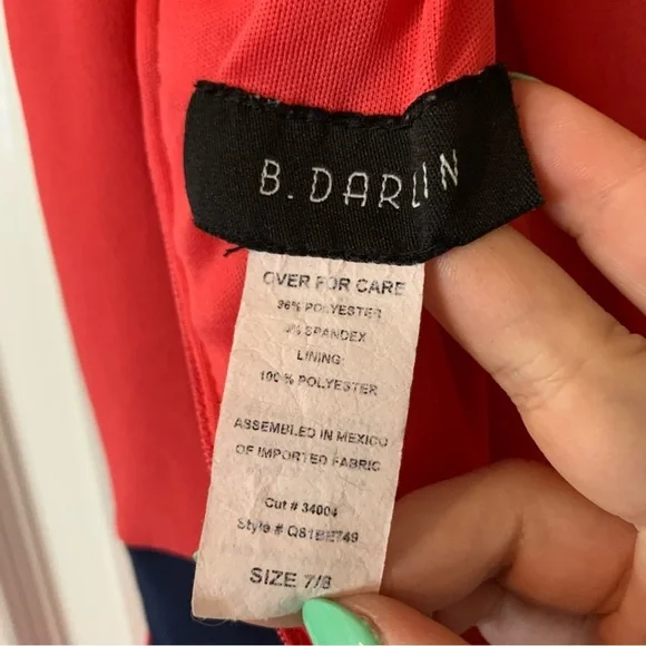 B Darlin Pink and Navy Blue Pleated Sleeveless Mini Dress, size 7/8 - Picture 2 of 8